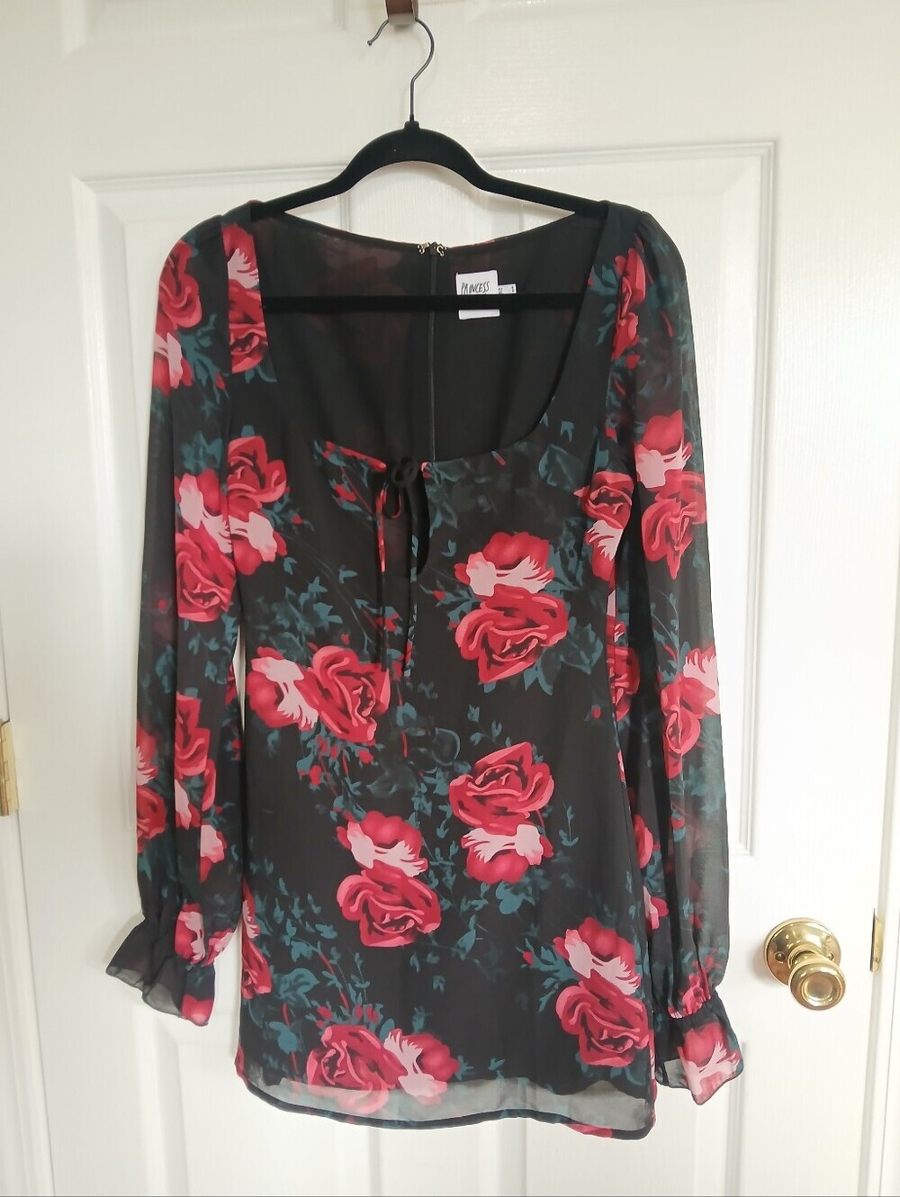 Princess Polly Dark Floral Long Sleeve Mini Dress Whimsigoth Fairy Grunge Boho